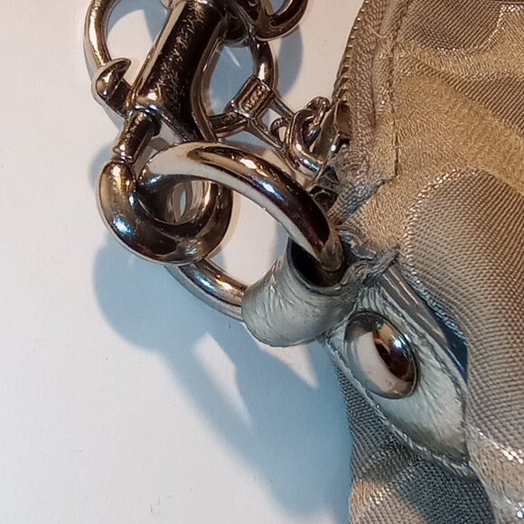 Coach Poppy Signature C Monogram Satchel Handbag Grey/Silver - Picture 7 of 16